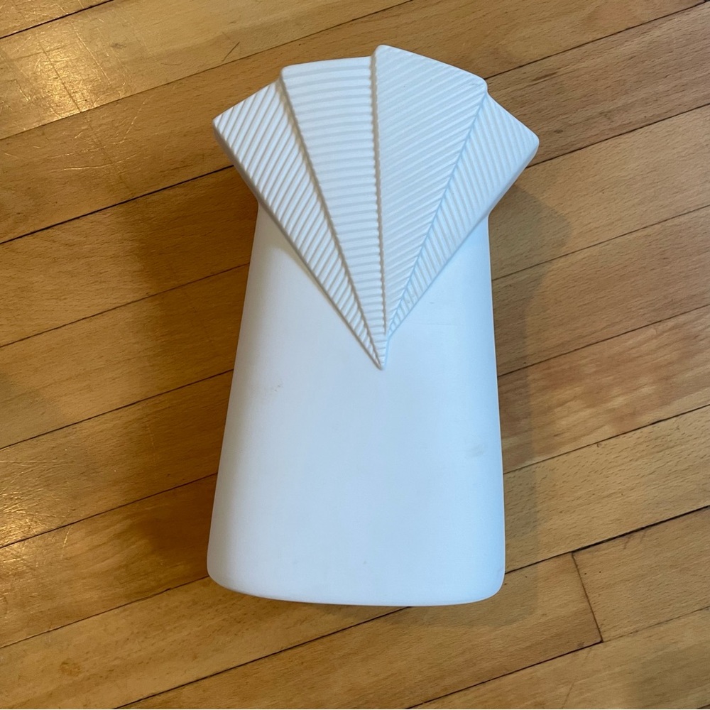 West Germany Bisque vase numbered 0718 white geometric design by Manfred Frey